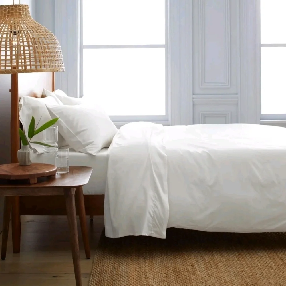 NWT! Quince 100% Organic Sateen Cotton White Duvet Cover! King/ Cal King (593)